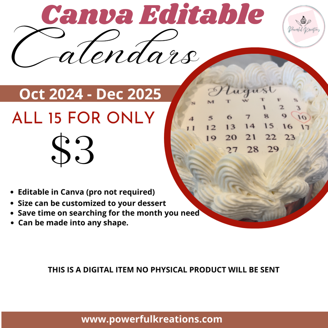 Canva Editable Calendars